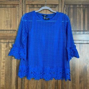 ALFANI Royal Blue Lacy Top 3/4 Sleeves with Shell